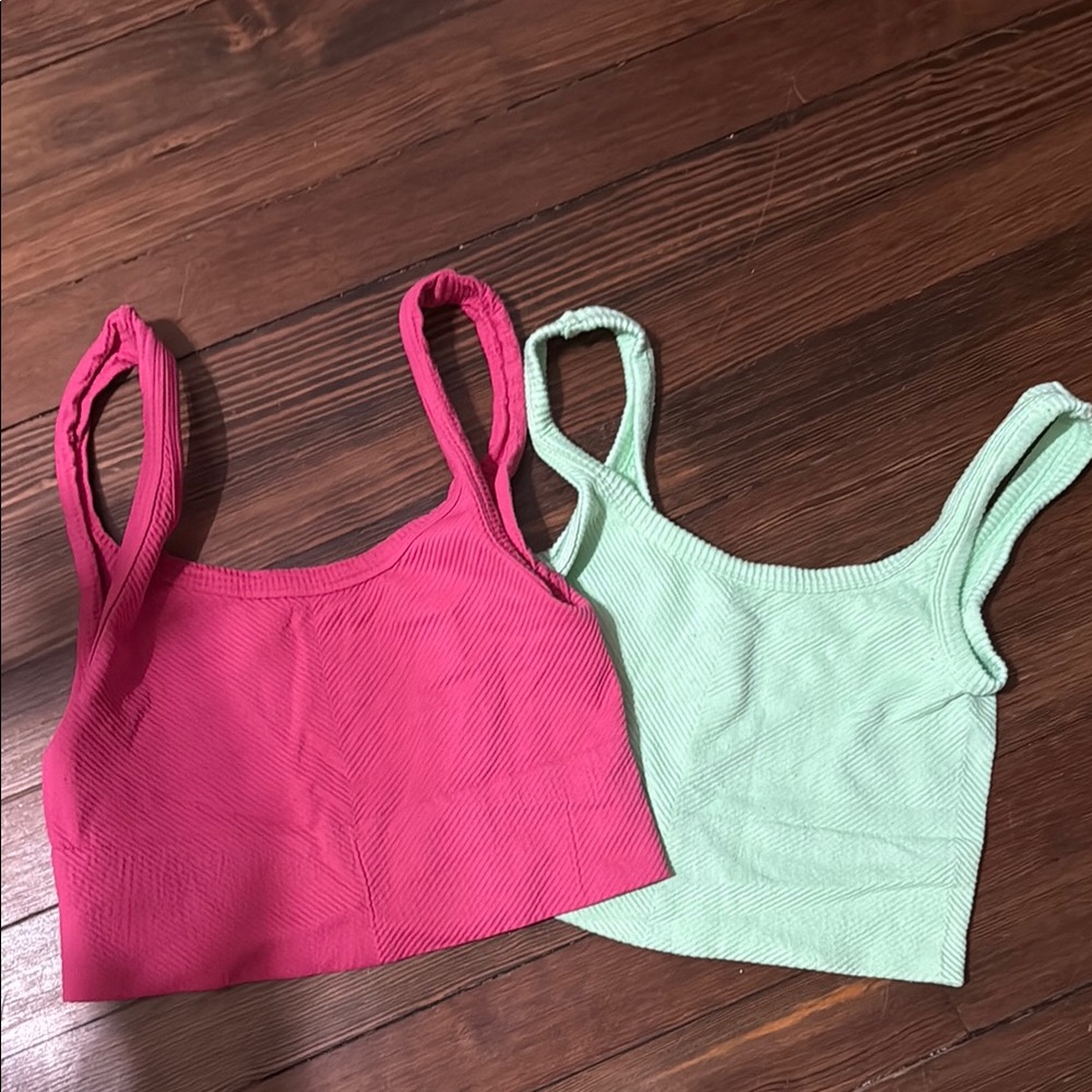 Stylish Pink and Green Crop Tops